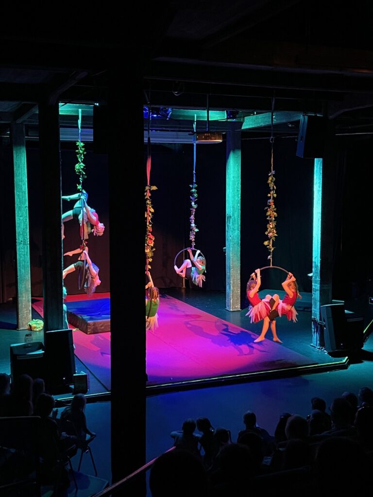 Teatteri Kiisun lavalla sirkusesitys.